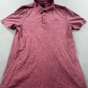Birds Of Condor Polo Shirt Mens Medium Red Acid Wash Golf Cotton Casual Knit